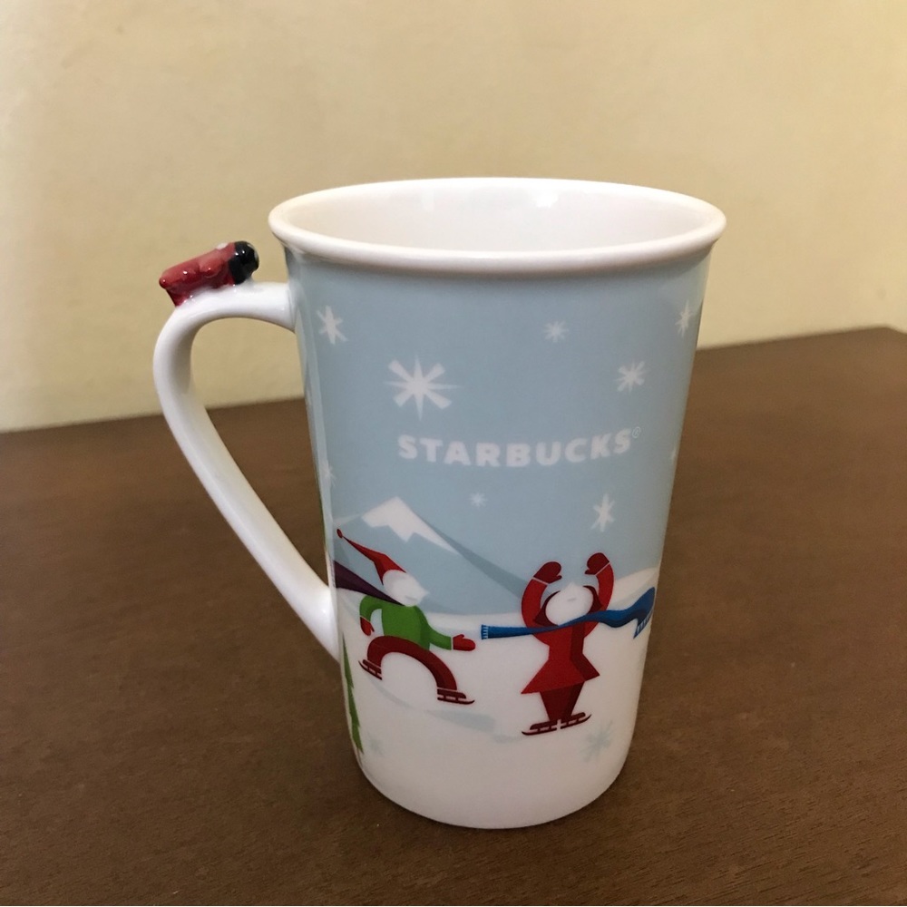 Starbucks Slim 2011 Holiday Winter Skating Sled Scene, Plane Embellish Handle